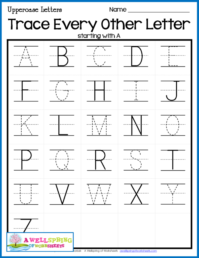 Alphabet Letter Tracing On Primary Writing Lines | Lettering In 4 Line Alphabet Worksheets