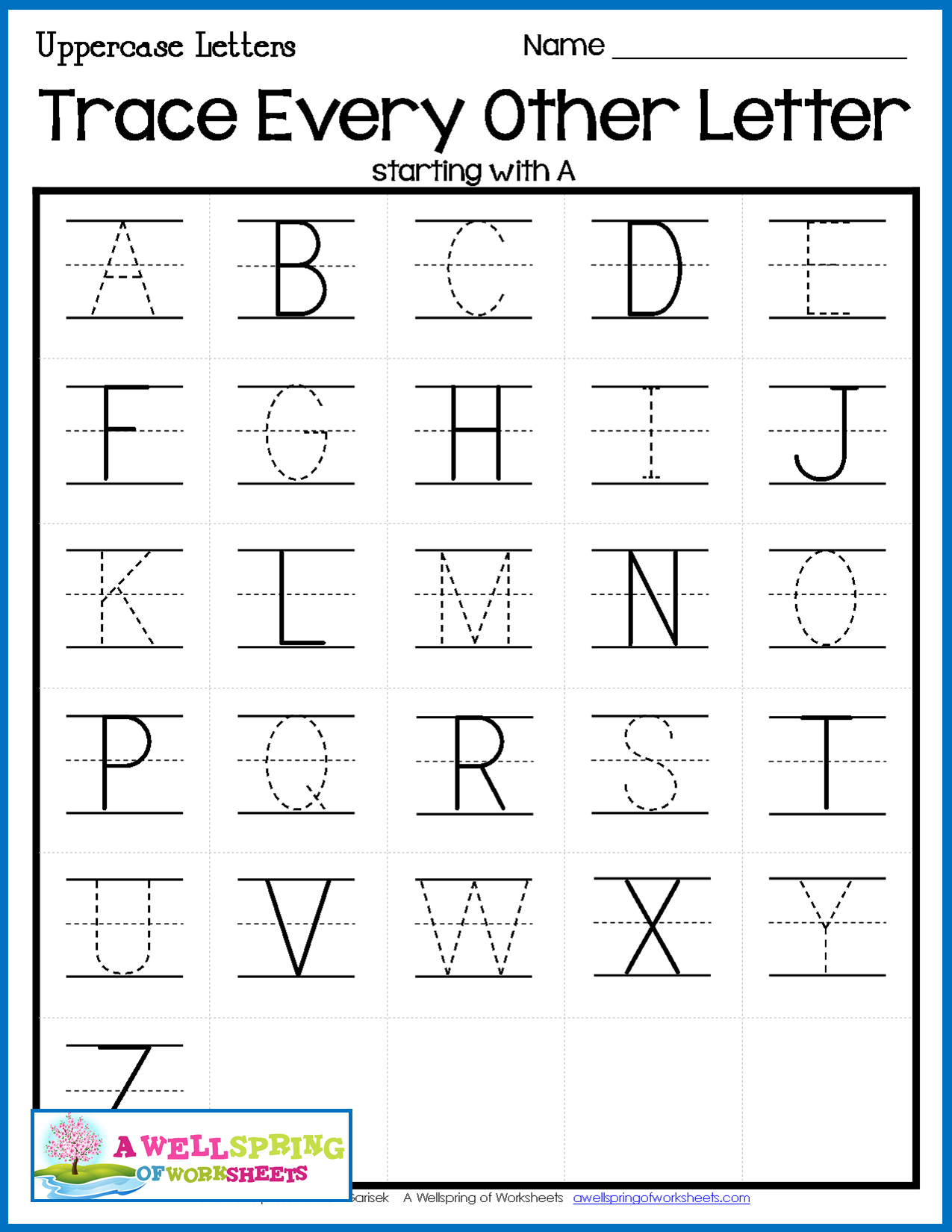 Alphabet Letter Tracing On Primary Writing Lines | Lettering in 4 Line Alphabet Worksheets