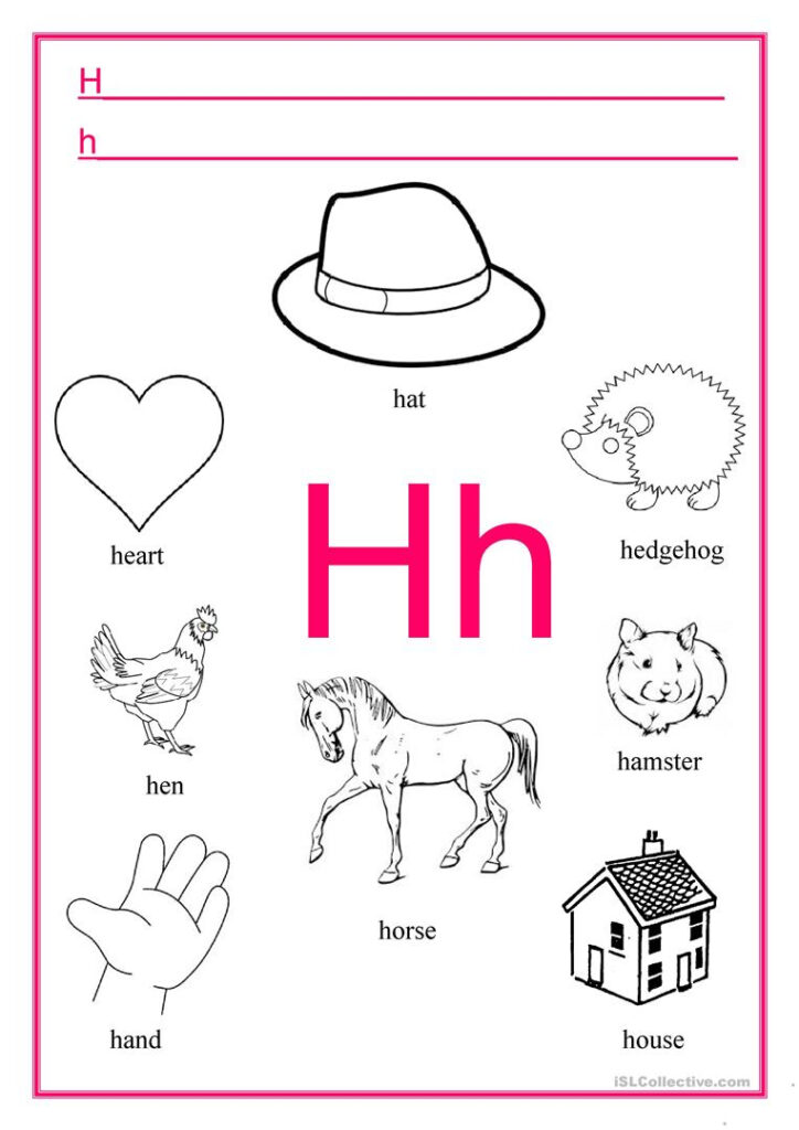 Alphabet Letters H,i   English Esl Worksheets For Distance Pertaining To Letter H Worksheets Activity