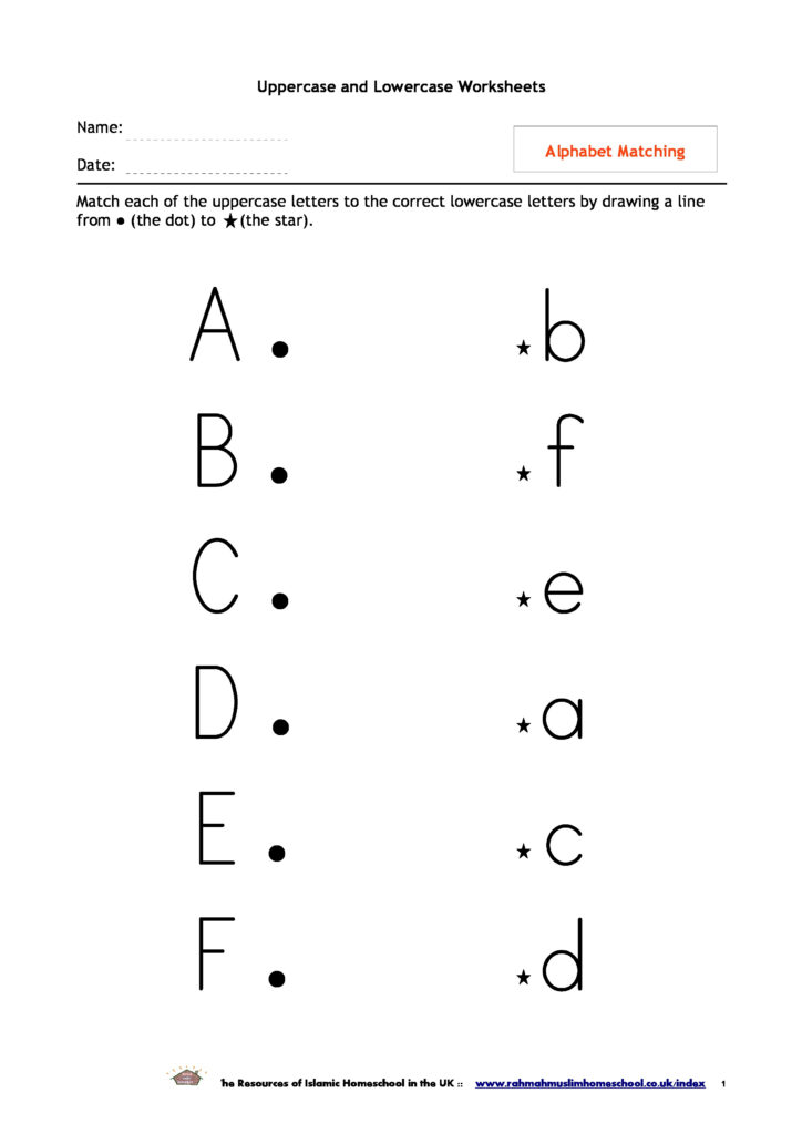 Alphabet Matching Worksheets | The Resources Of Islamic Pertaining To Alphabet Knowledge Worksheets