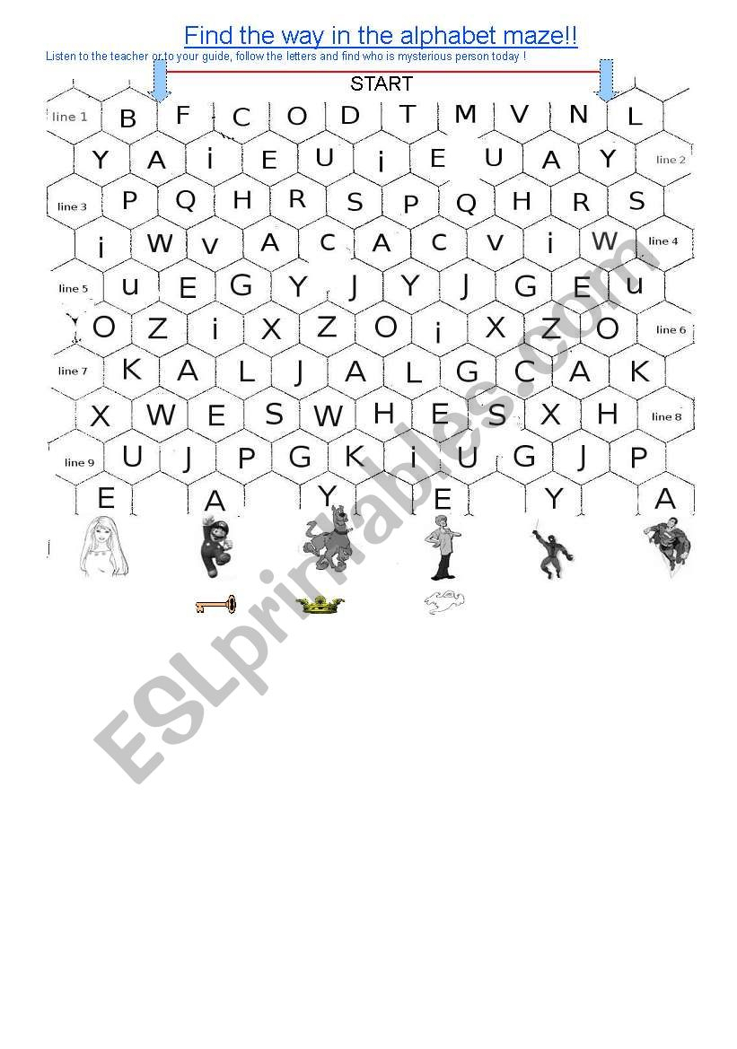 Alphabet Maze - Esl Worksheetchris1506 with Alphabet Worksheets Maze