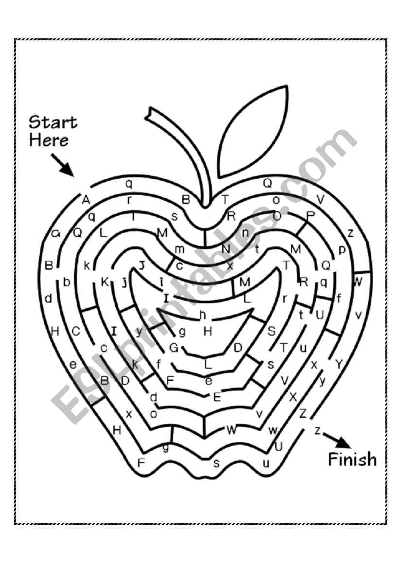 Alphabet Maze - Esl Worksheetmoemi throughout Alphabet Worksheets Maze