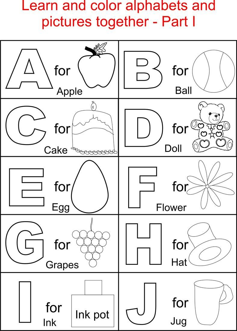 Alphabet Part I Coloring Printable Page For Kids: Alphabets regarding Alphabet Coloring Worksheets For Preschoolers