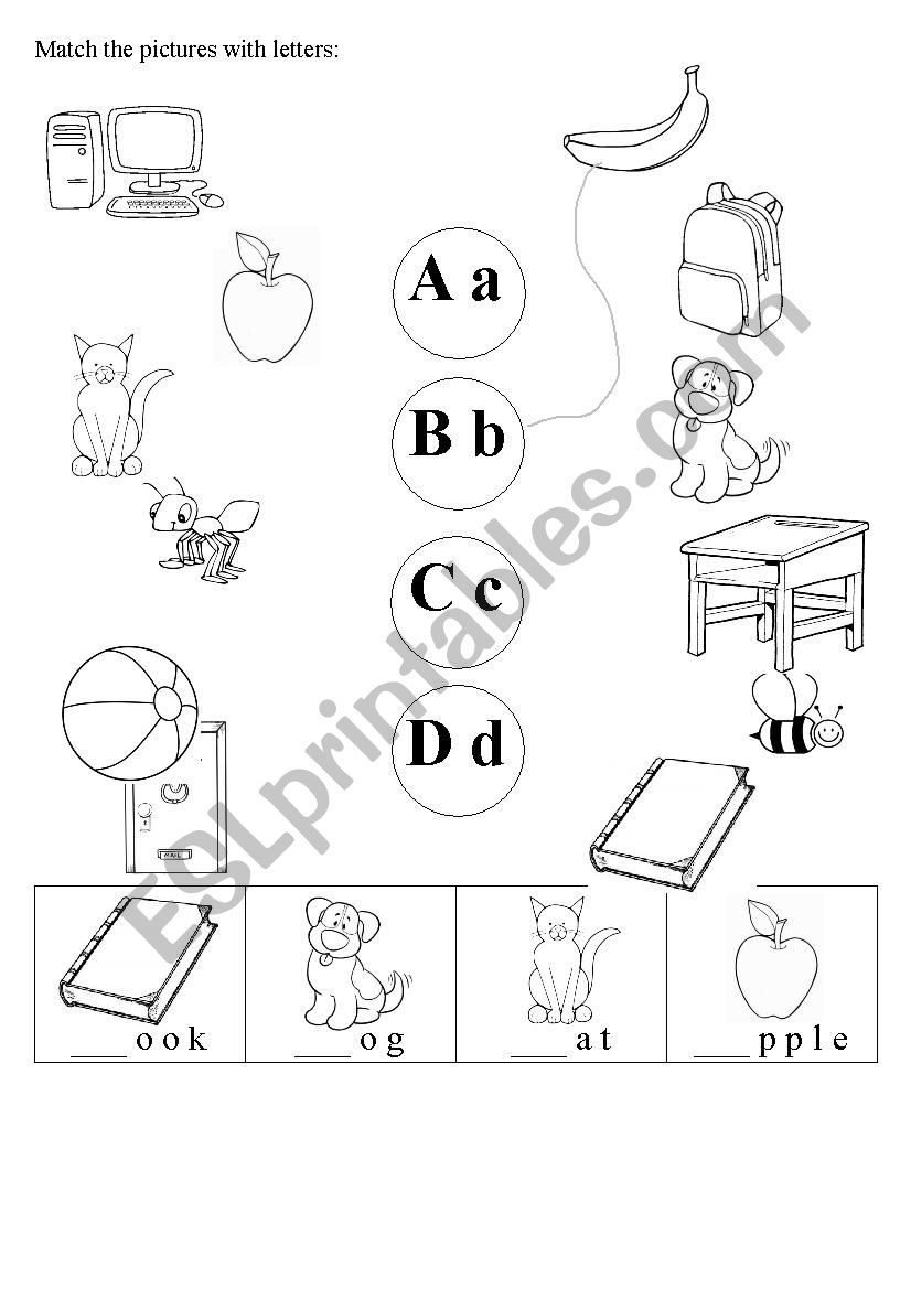 Alphabet / Phonics A B C D - Esl Worksheetjkott inside Worksheets Alphabet And Phonics