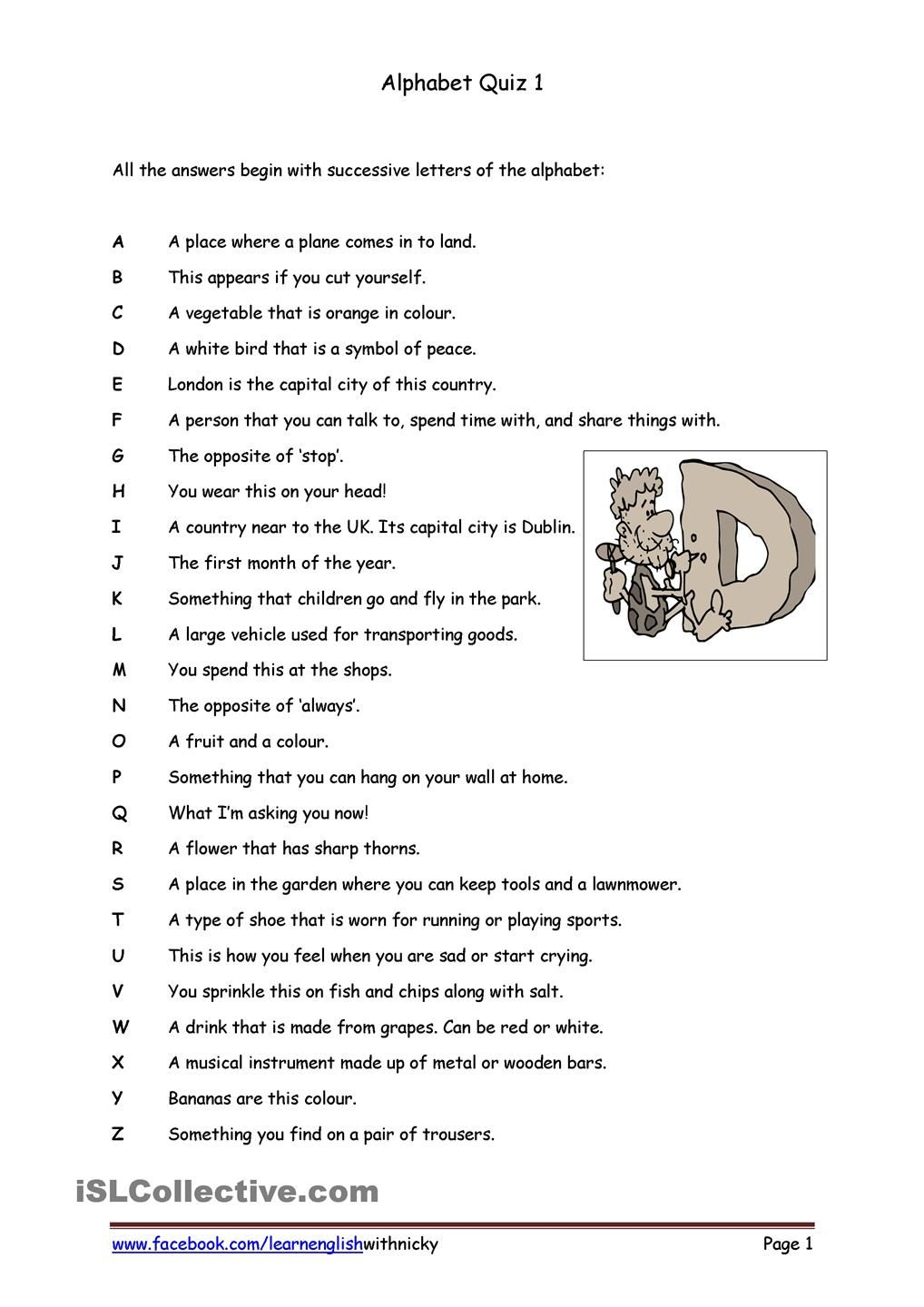 Alphabet Quiz 1 | Knowledge Quiz, Quiz, Fun Quiz pertaining to Letter Logic Worksheets Answers