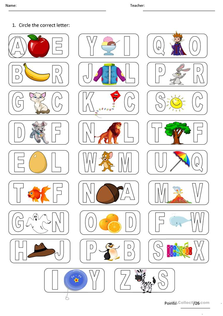 Alphabet Test - English Esl Worksheets For Distance Learning inside Alphabet Review Worksheets