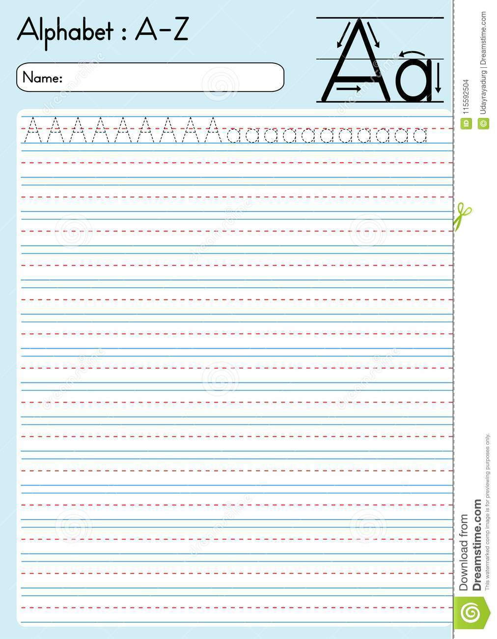 Alphabet Tracing A-Z Aa Stock Vector. Illustration Of with A-Z Name Tracing