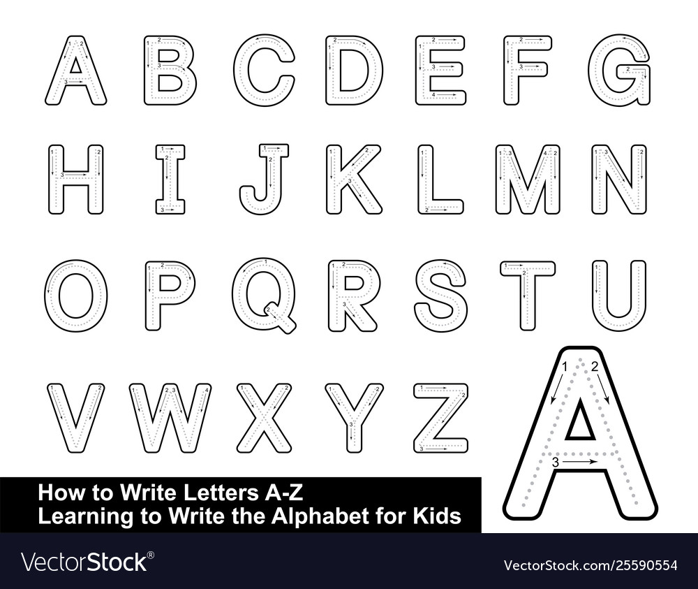 Alphabet Tracing Letters Step Step inside Letter Tracing Vector