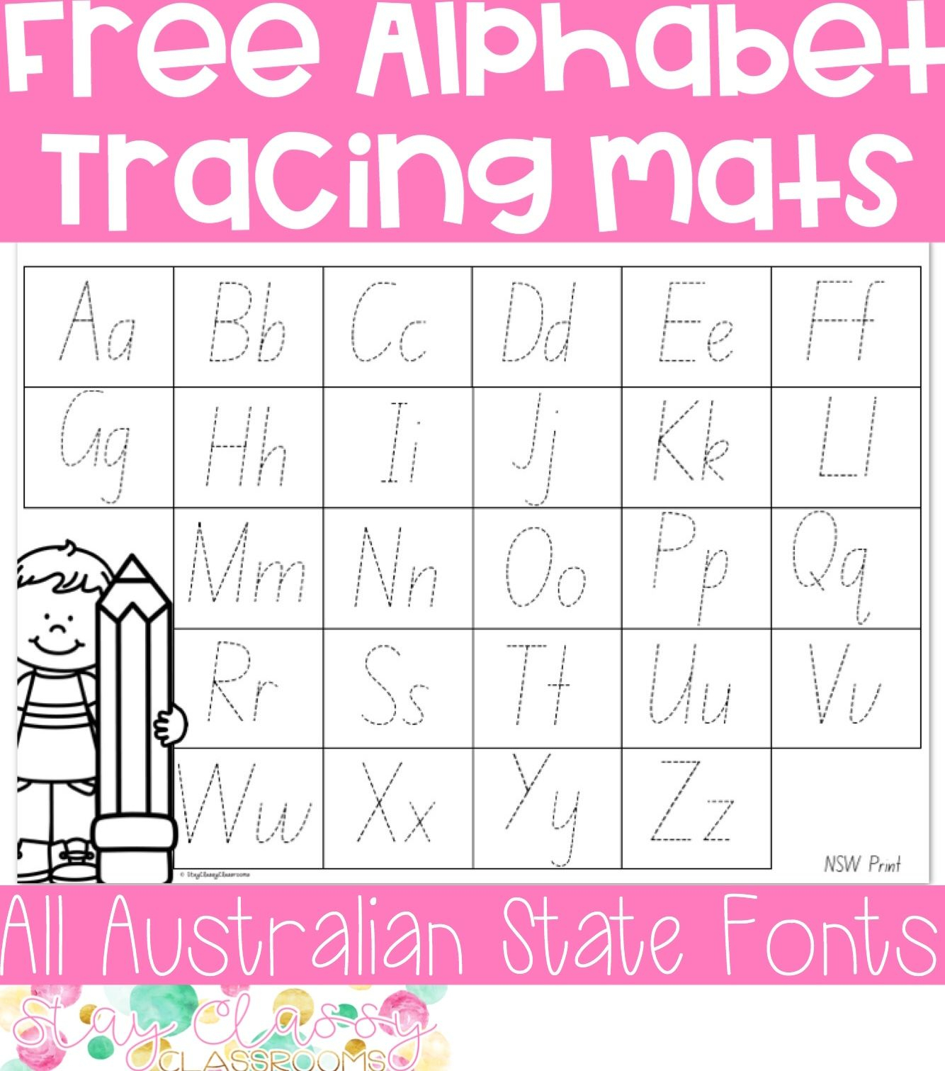 Alphabet Tracing Mats (Print And Australian Fonts pertaining to Alphabet Tracing Mat
