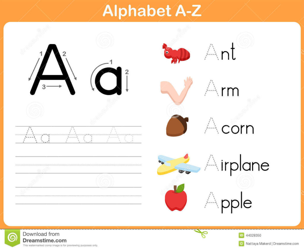Alphabet Tracing Worksheet Stock Vector. Illustration Of With Regard To Alphabet Tracing Handwriting Worksheets