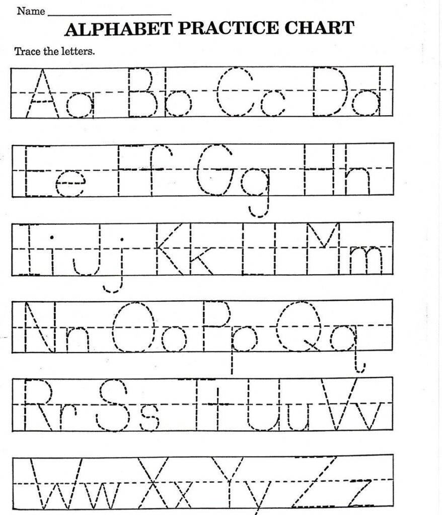 Alphabet Tracing Worksheets For Kindergarten In 2020 Within Alphabet Tracing Chart
