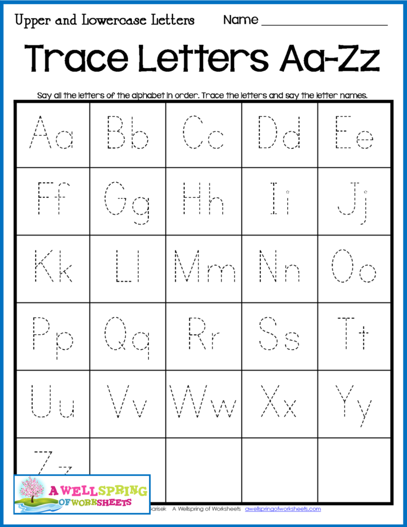 Alphabet Tracing Worksheets   Uppercase & Lowercase Letters Intended For Alphabet Tracing Chart Printable