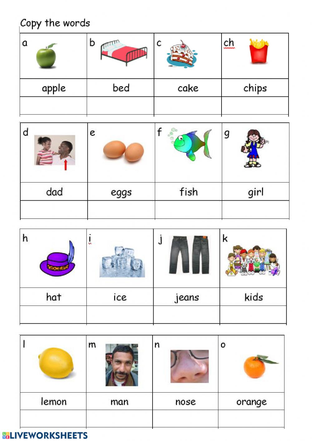 Alphabet Words - Interactive Worksheet for Alphabet Words Worksheets