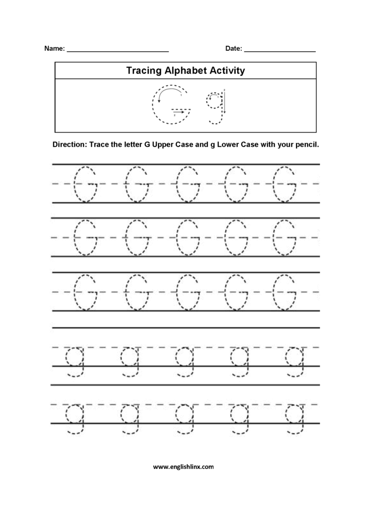 Alphabet Worksheets | Tracing Alphabet Worksheets For Letter G Tracing Page