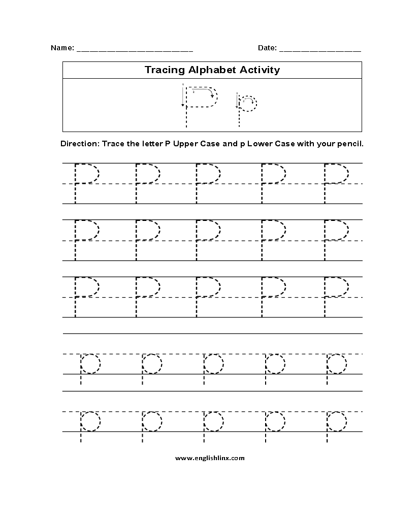 Alphabet Worksheets | Tracing Alphabet Worksheets for Letter P Tracing Page