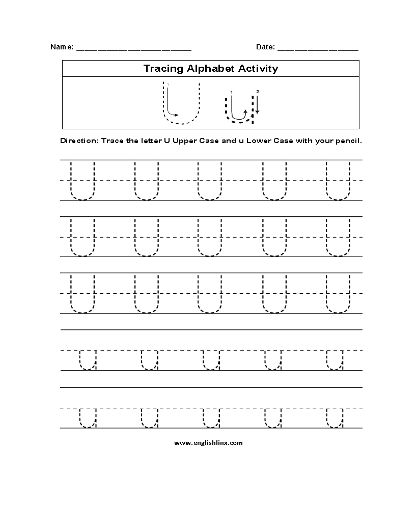 Alphabet Worksheets | Tracing Alphabet Worksheets in U Letter Tracing