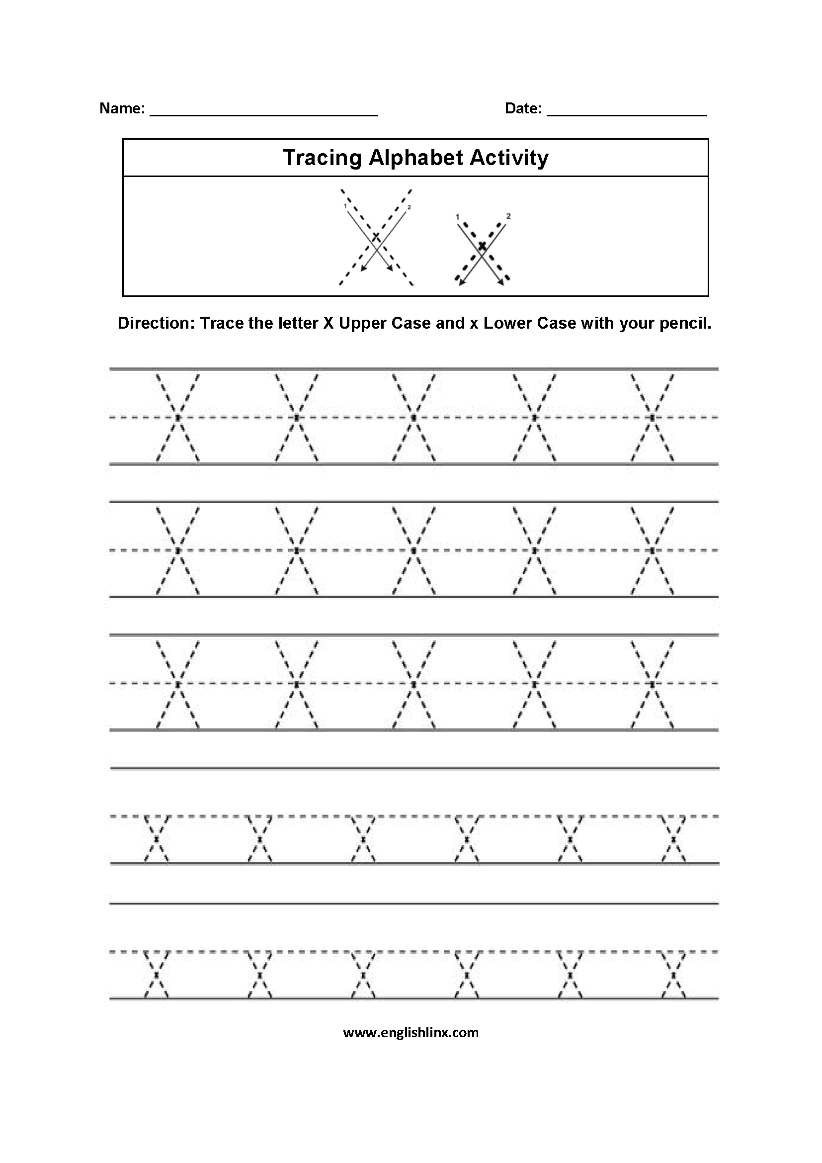 Alphabet Worksheets | Tracing Alphabet Worksheets intended for Letter X Worksheets Pdf