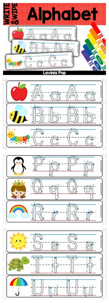 Alphabet Write And Wipe With Correct Letter Formation For Letter Tracing Directional Arrows