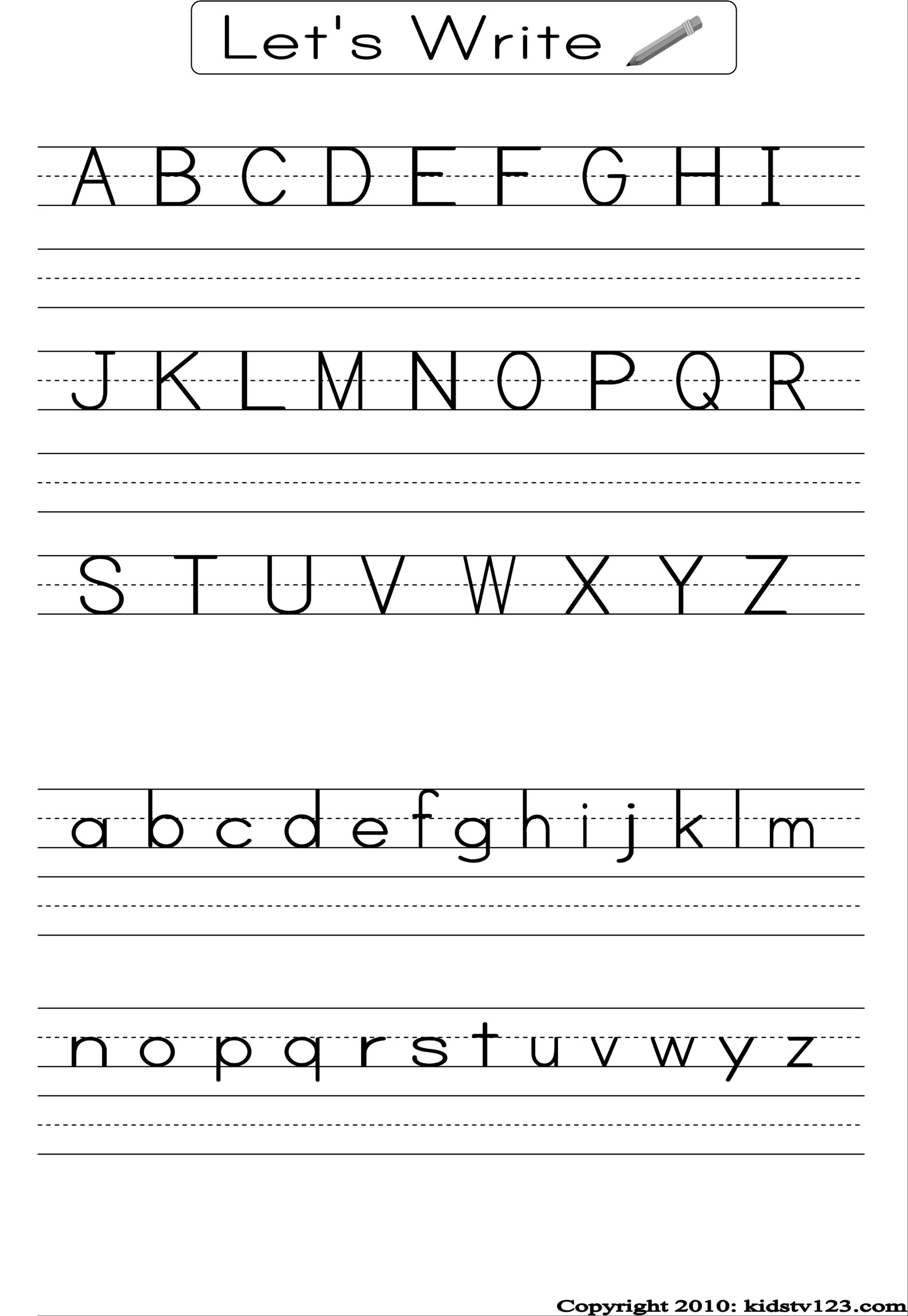 4 Line Alphabet Worksheets