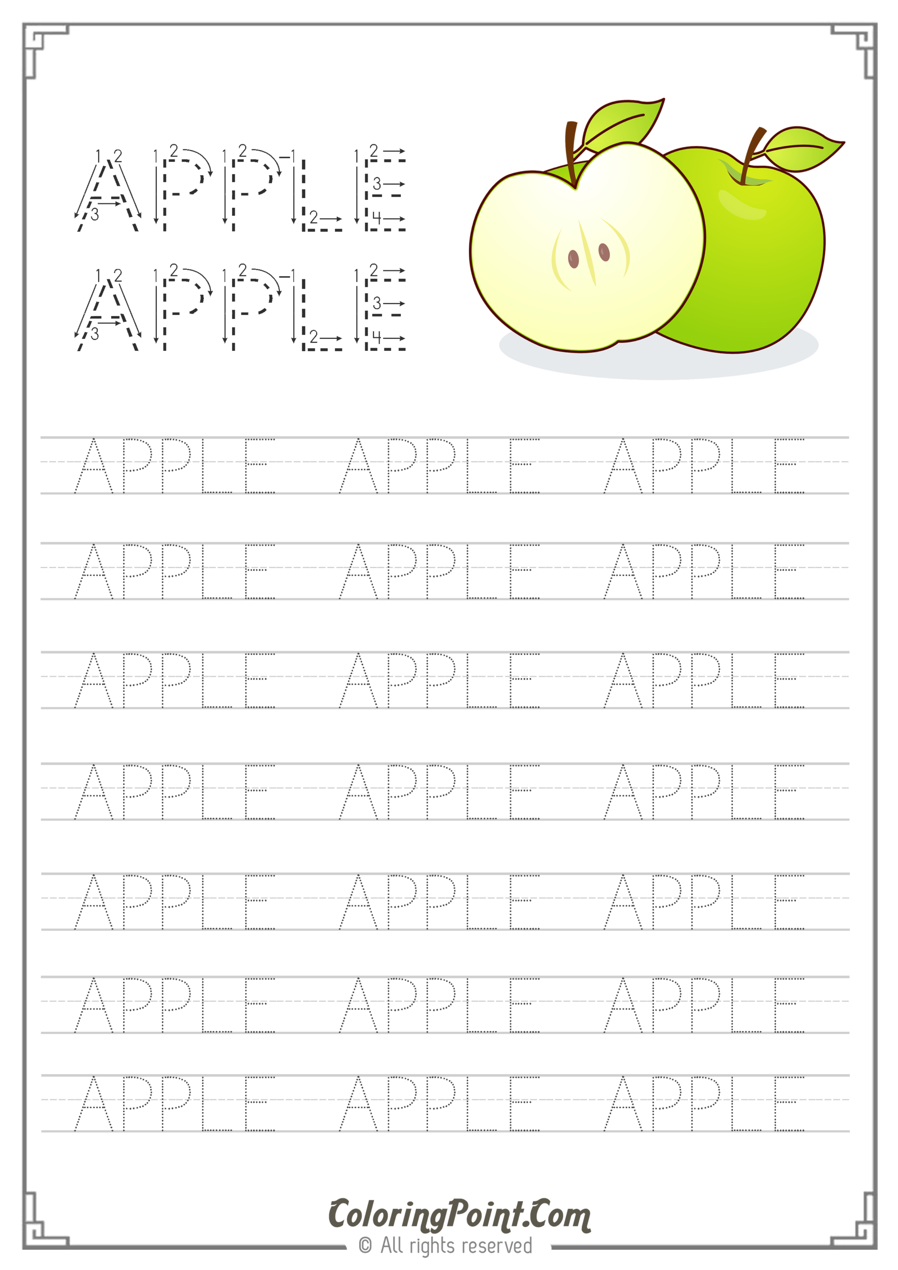 Apple Word Tracing Worksheet | Tracing Worksheets, Name throughout Name Tracing Colored Lines