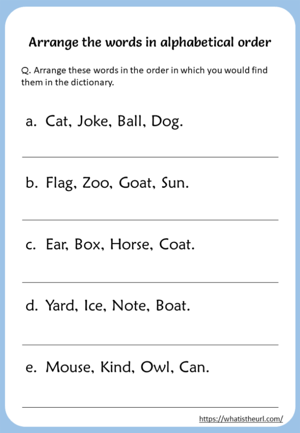 Arrange-The-Words-In-Alphabetical-Order-Worksheet - Your pertaining to Alphabet Order Worksheets