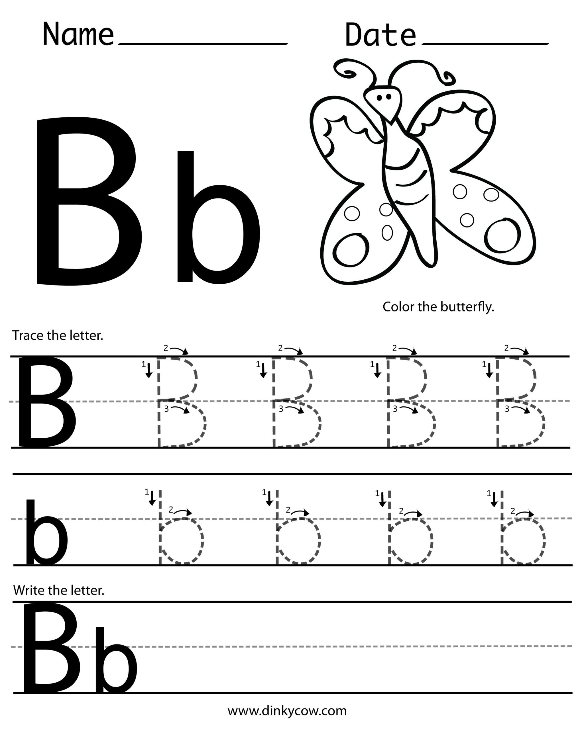 B-Free-Handwriting-Worksheet-Print 2,400×2,988 Pixels for Letter B Worksheets For Kindergarten