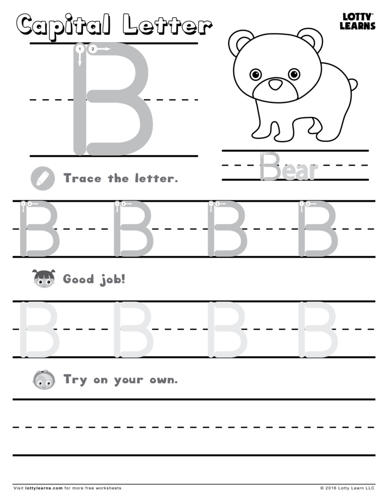 Capital Letter B | Lotty Learns | Letter B, Learning Letters Pertaining To Letter B Worksheets For Kindergarten