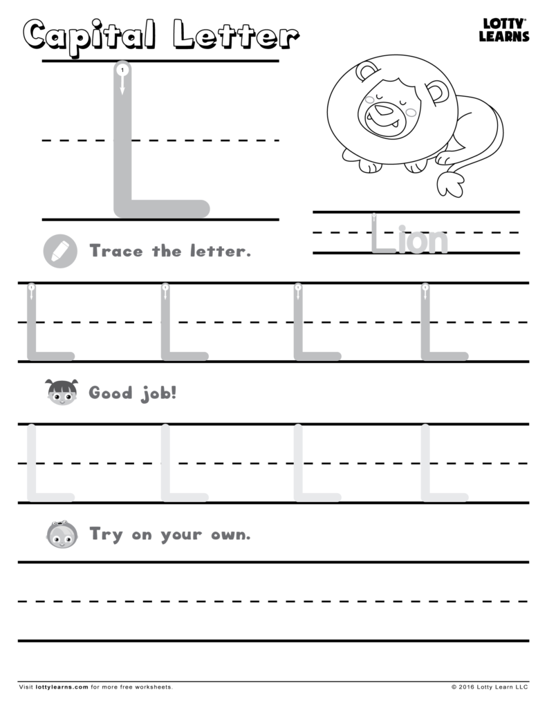 Capital Letter L | Lotty Learns For L Letter Tracing