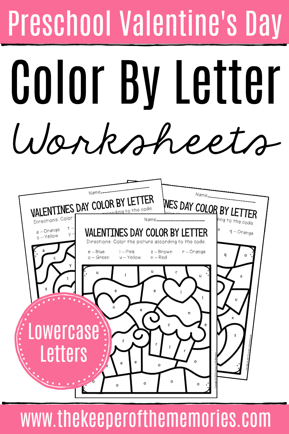 Colorlowercase Letter Valentine&amp;#039;s Day Preschool Worksheets in Valentine Alphabet Worksheets