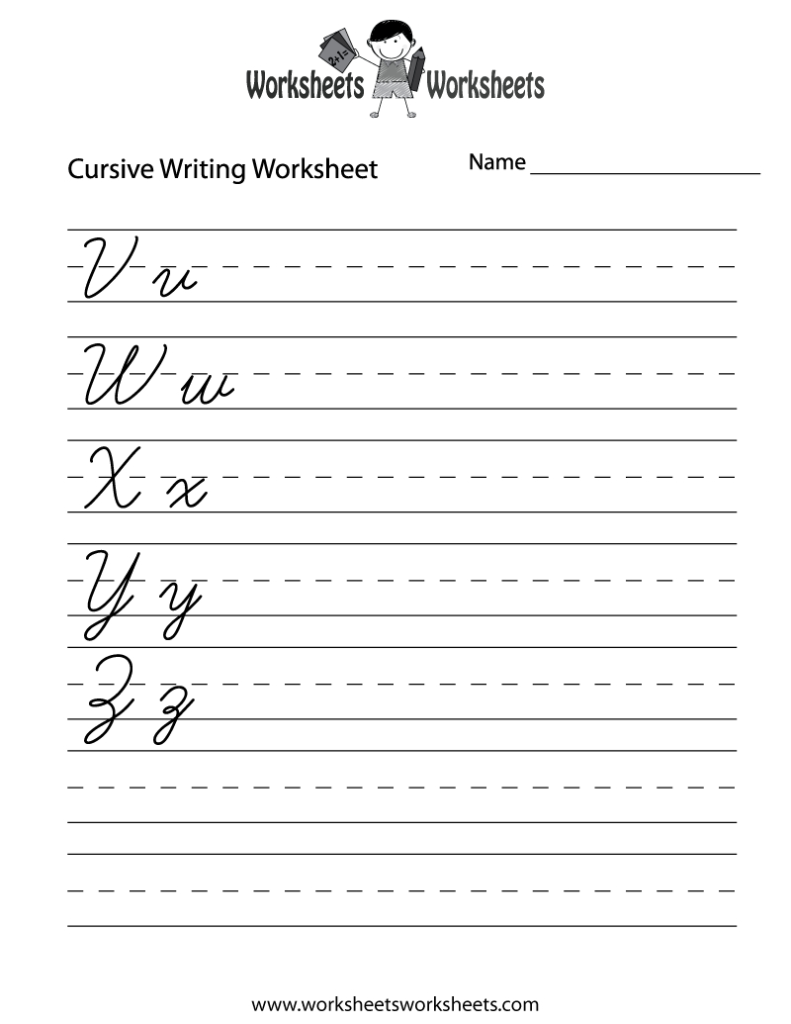 Cursive Letters Writing Worksheet Printable | Cursive Inside Name Tracing Cursive