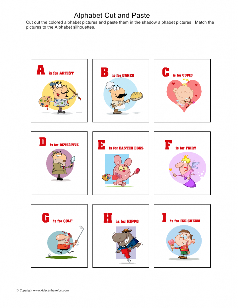 Cut And Paste Alphabet, Preschool Worksheets pertaining to Alphabet Cutting Worksheets