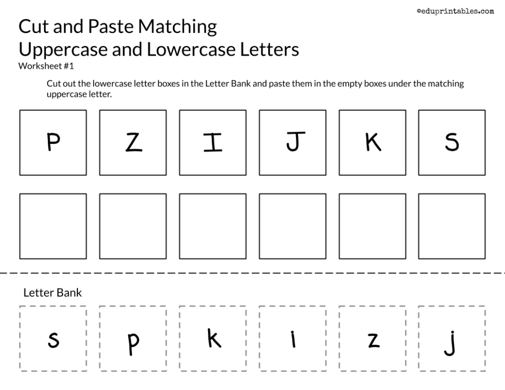Cut And Paste Matching Uppercase And Lowercase Letters Pertaining To Upper And Lowercase Alphabet Worksheets