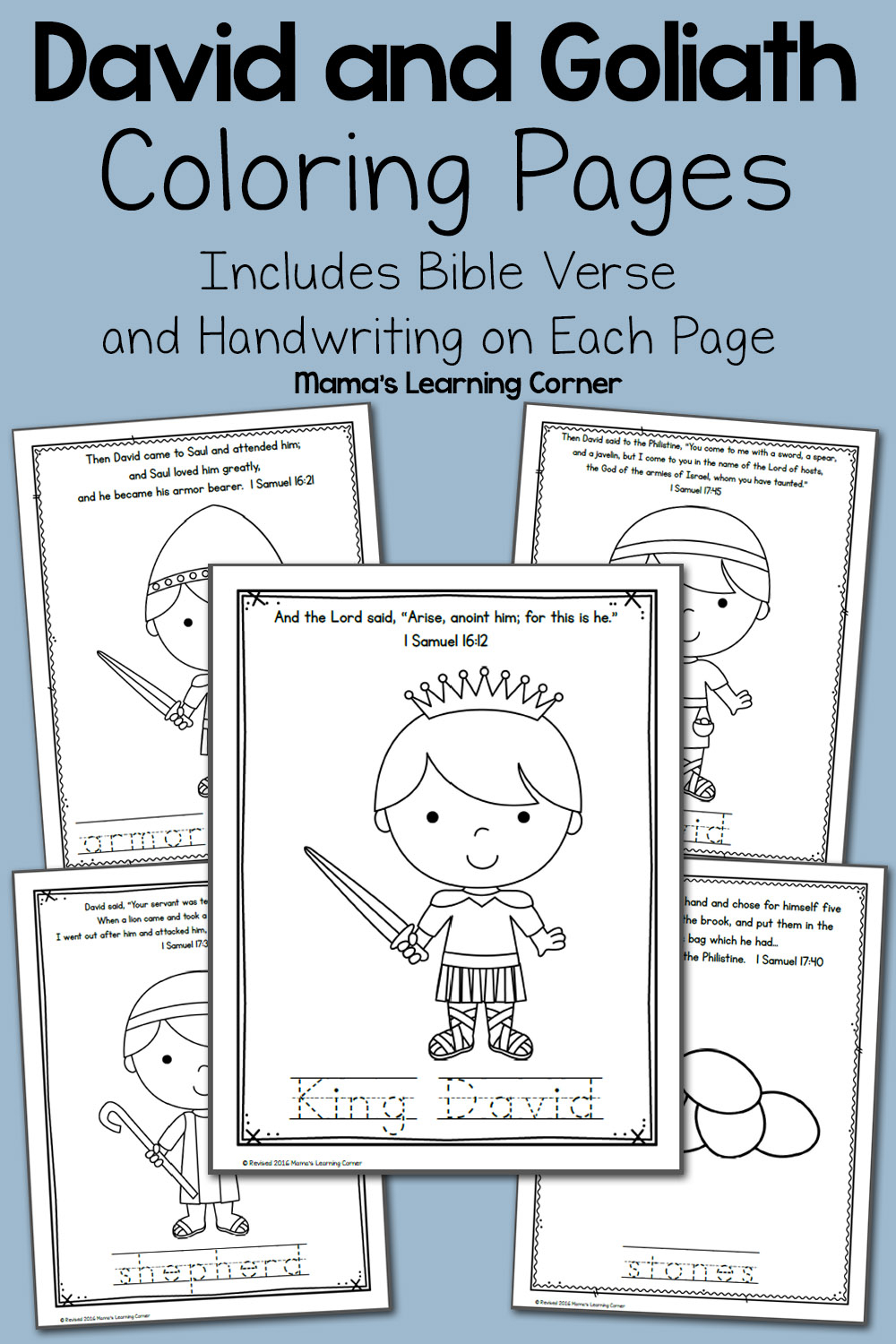 David And Goliath Bible Coloring Pages - Mamas Learning Corner regarding Tracing Name David