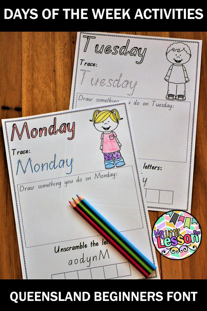 Days Of The Week Worksheets Qld Beginners Font (With Images Within Name Tracing Template Qld Font