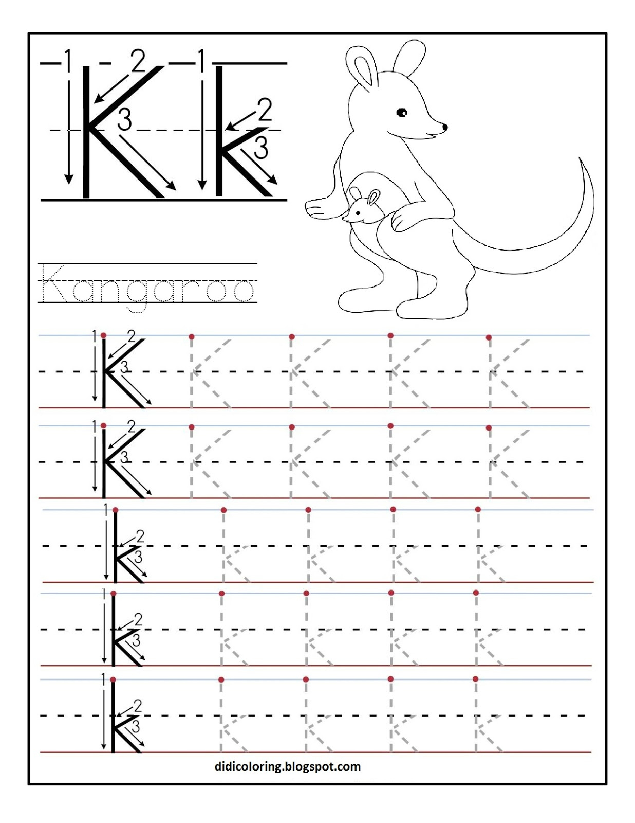 Didi Coloring Page: Free Printable Worksheet Letter K For regarding Letter K Worksheets Twisty Noodle