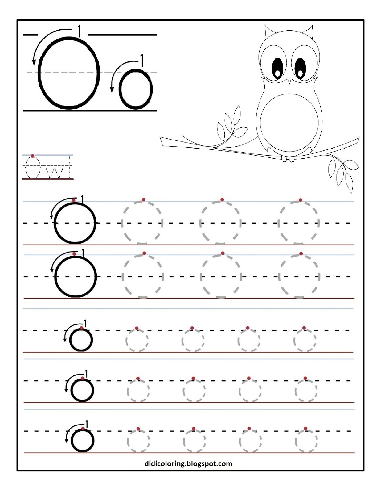 Didi Coloring Page: Free Printable Worksheet Letter O For intended for Letter O Tracing Page