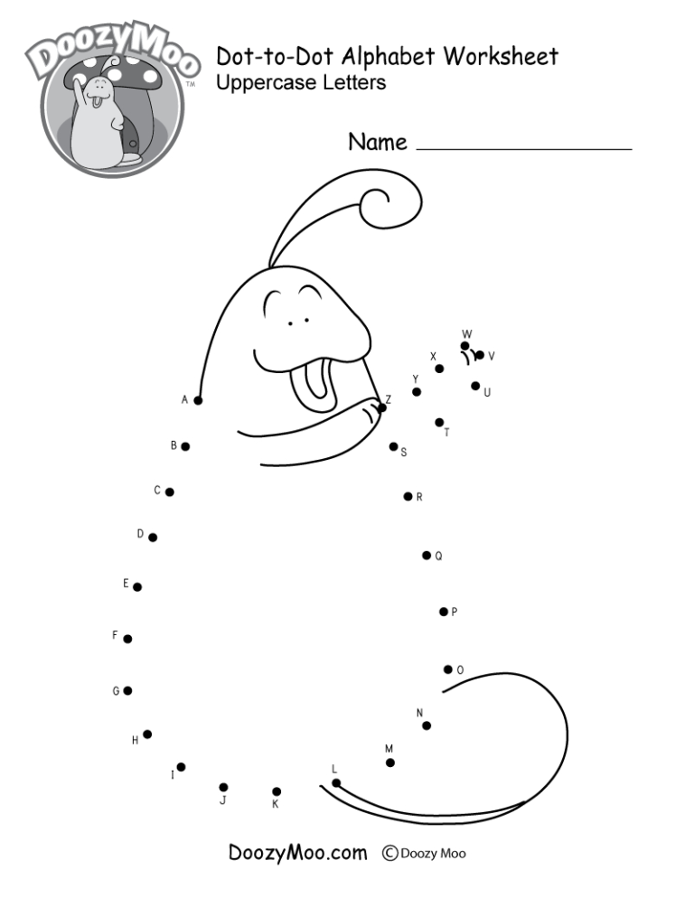 free alphabet dot to dot printable worksheets – AlphabetWorksheetsFree.com