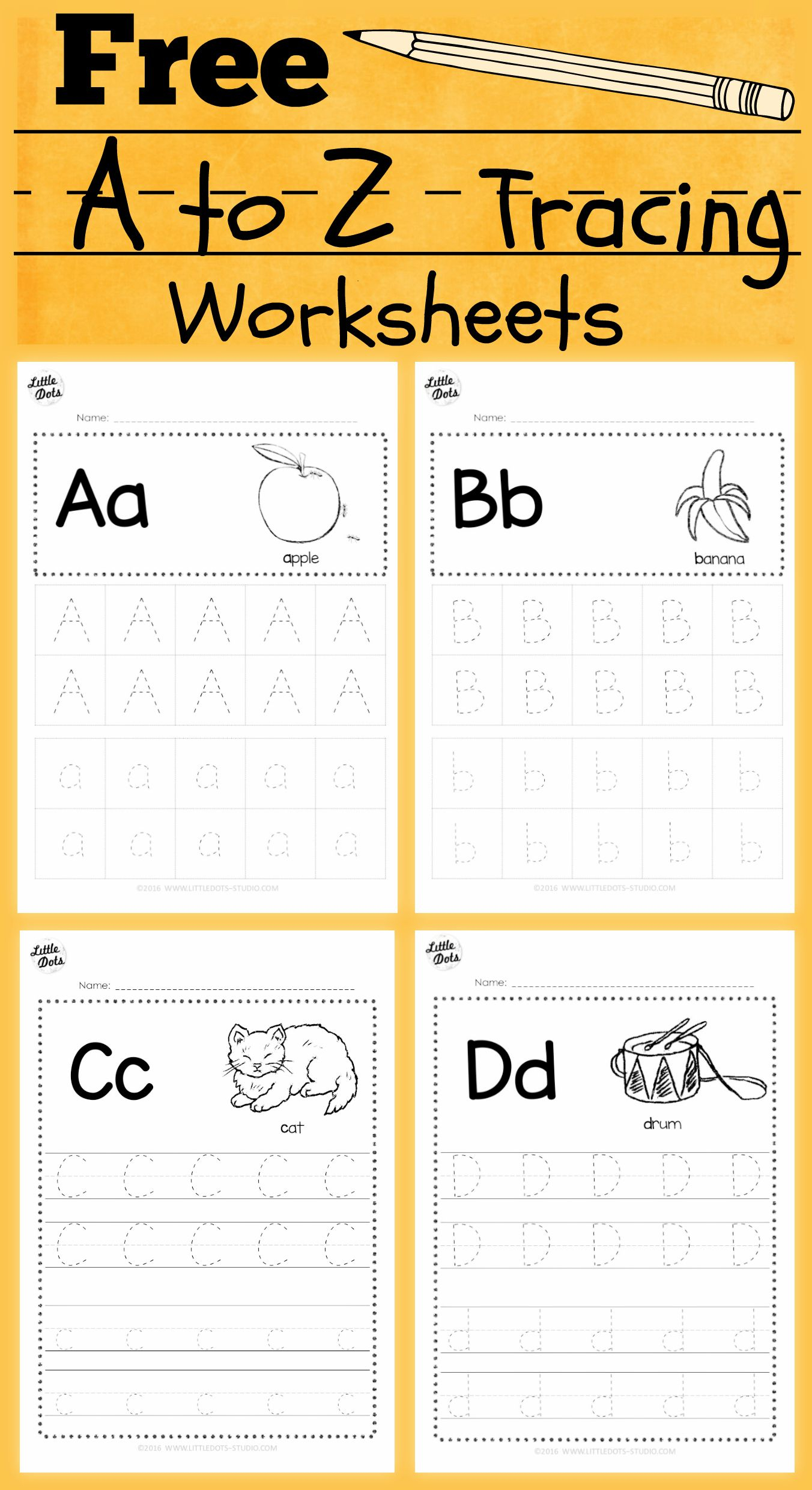 Download Free Alphabet Tracing Worksheets For Letter A To Z inside Alphabet Tracing Cards Free