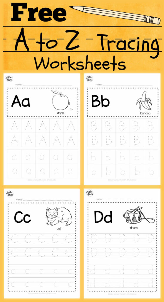 Download Free Alphabet Tracing Worksheets For Letter A To Z Intended For Alphabet Worksheets A Z Pdf