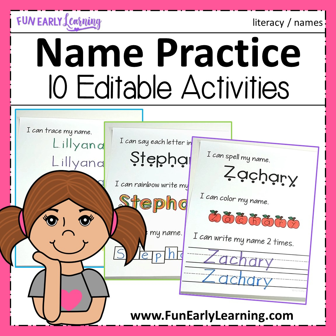 Editable Name Practice for Editable Name Tracing Preschool