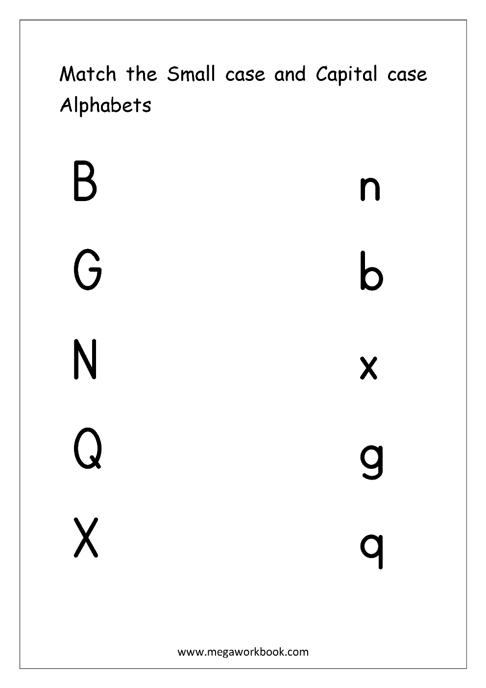 English Worksheets - Alphabet Matching | Letter Matching with Alphabet Knowledge Worksheets