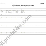 English Worksheets: Write And Trace Your Name With Regard To Name Tracing Document