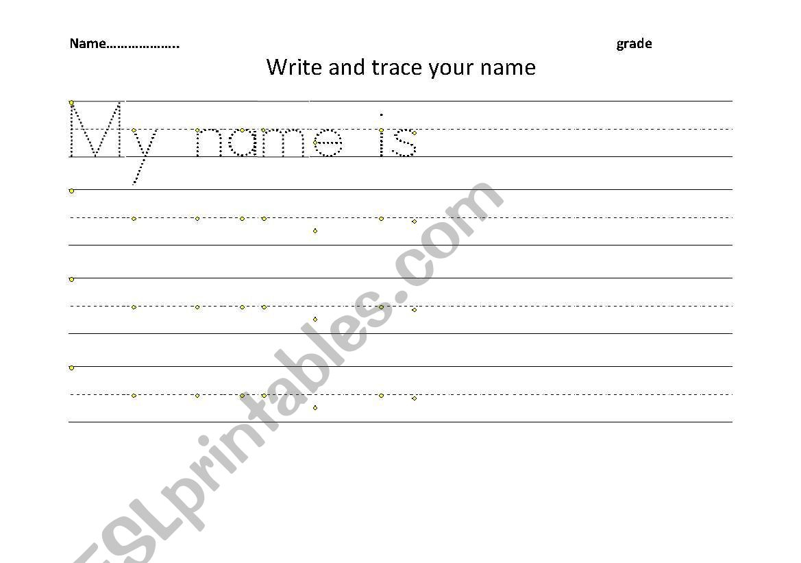English Worksheets: Write And Trace Your Name with regard to Name Tracing Document