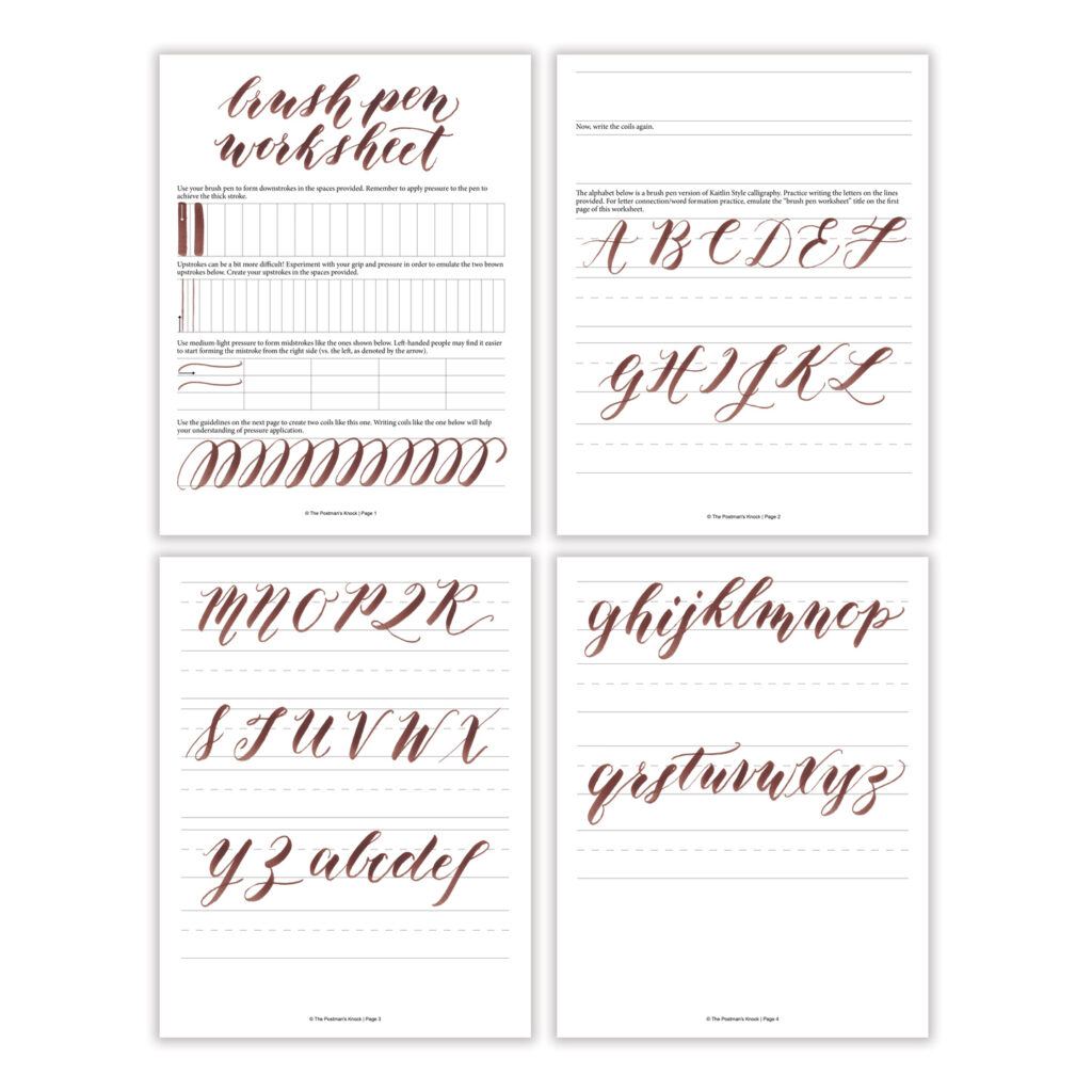 Free Basic Brush Pen Calligraphy Worksheet Within Alphabet Worksheets Brush Lettering