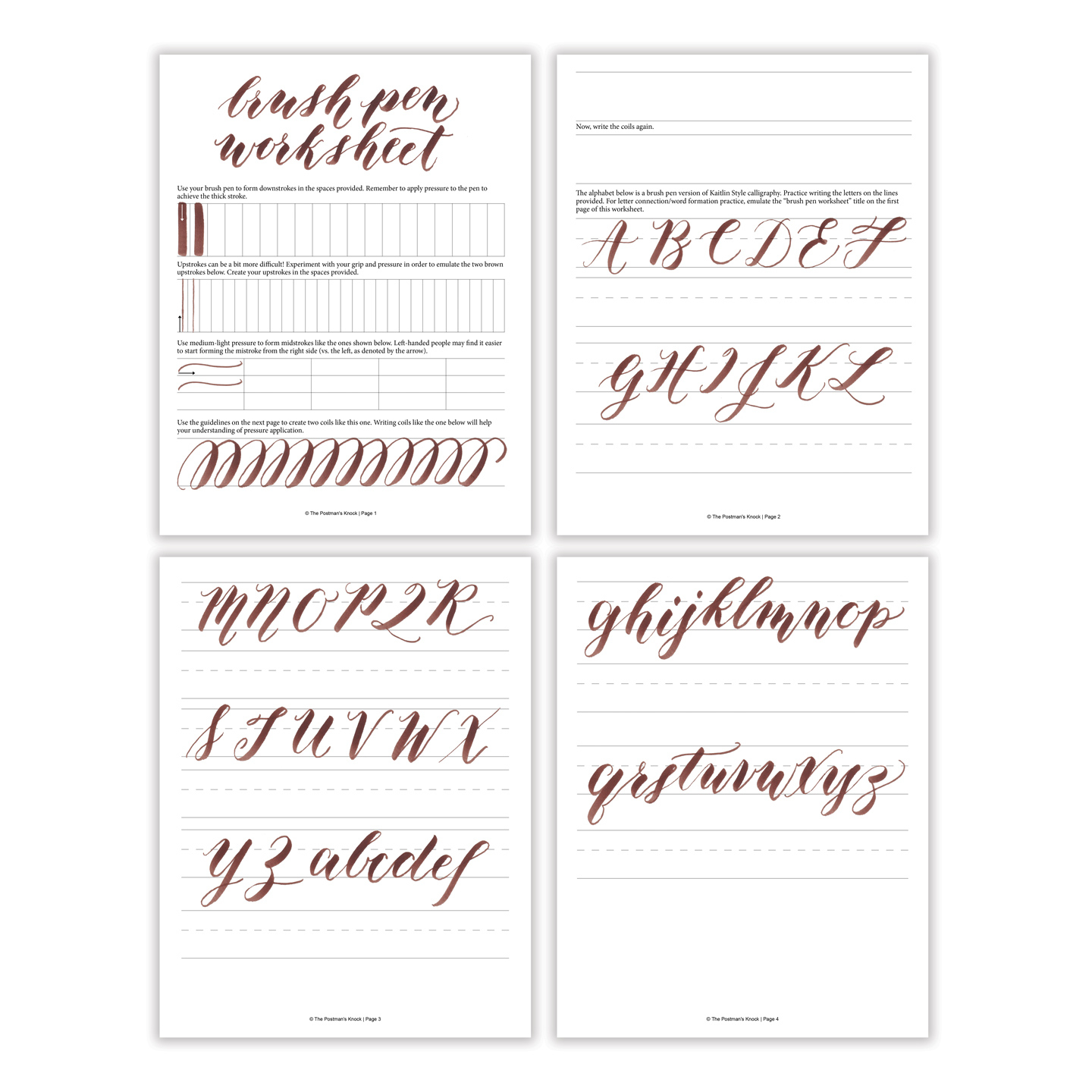 Free Basic Brush Pen Calligraphy Worksheet within Alphabet Worksheets Brush Lettering