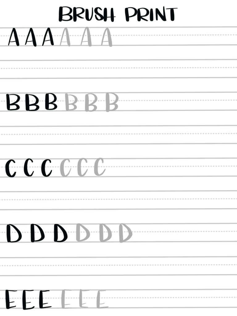 Free Brush Lettering Practice Pages: Uppercase Print Throughout Alphabet Worksheets Brush Lettering