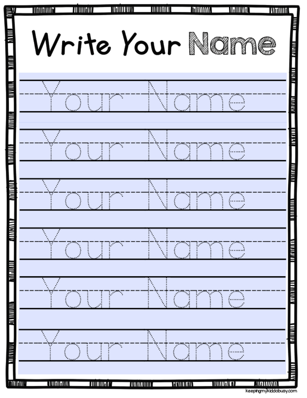 Free Editable Name Tracing Activity - Type Student Names And for Name Tracing With Blank Lines