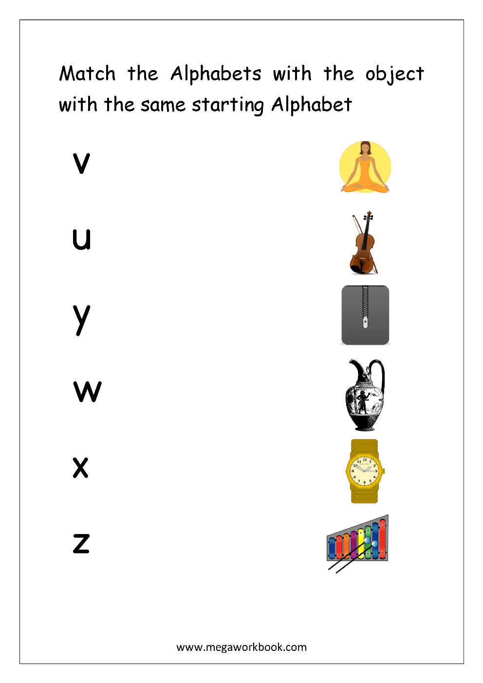 Free English Worksheets - Alphabet Matching - Megaworkbook for Alphabet Matching Worksheets For Kindergarten Pdf