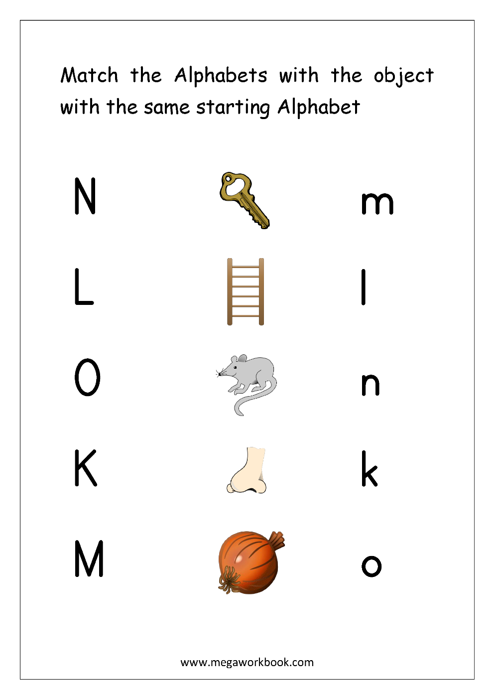 Free English Worksheets - Alphabet Matching - Megaworkbook in Alphabet Worksheets For Nursery