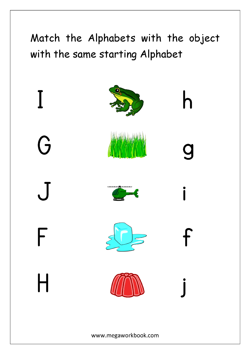 Free English Worksheets - Alphabet Matching - Megaworkbook inside Alphabet Matching Worksheets For Kindergarten Pdf